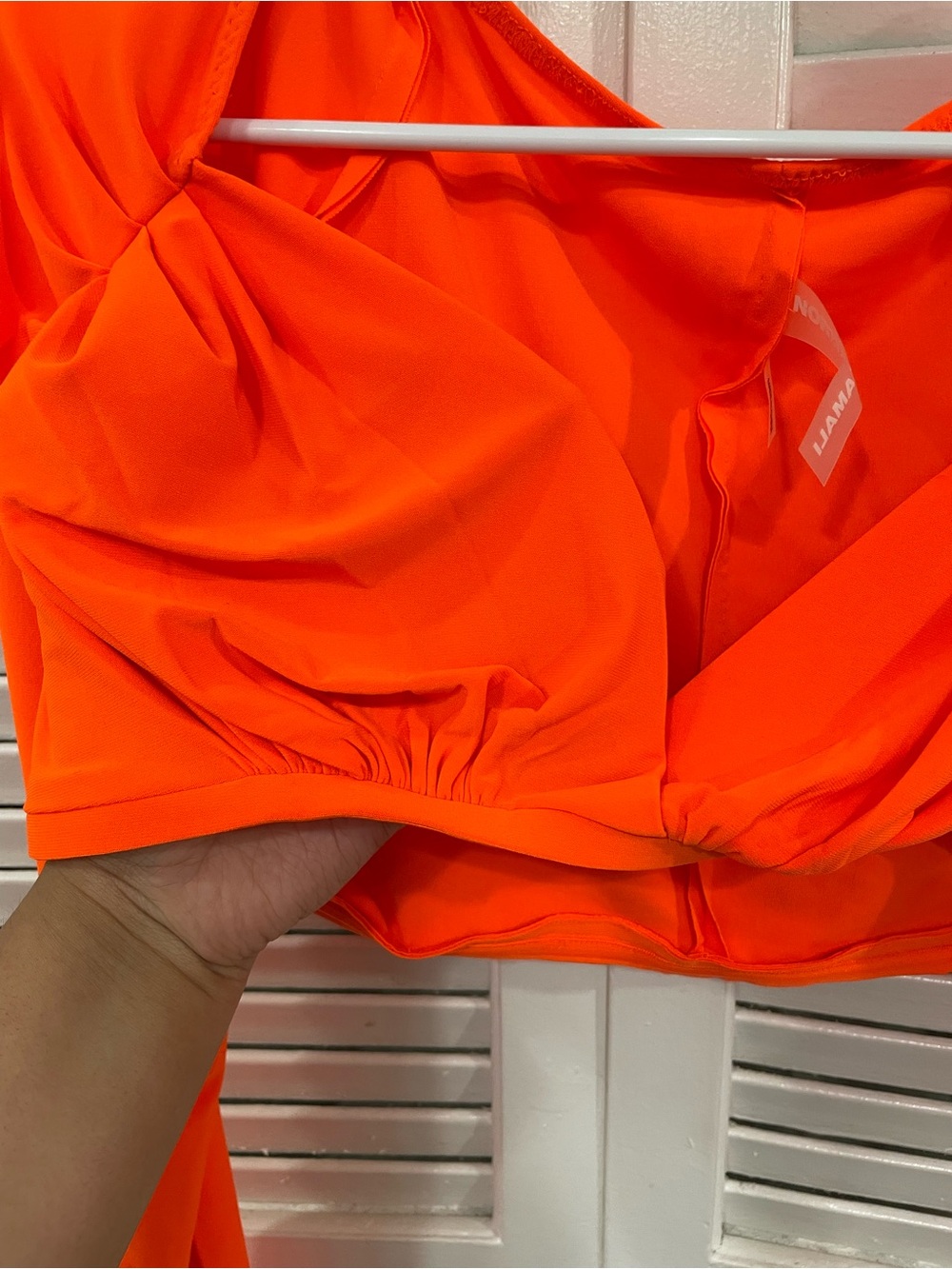 Norma Kamali Bright Orange crop top sz large - Picture 7 of 8
